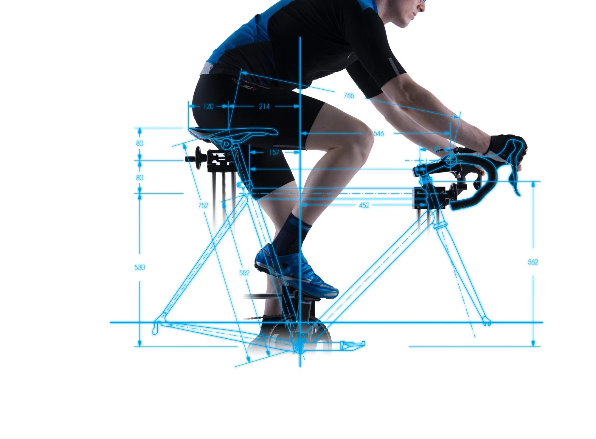 Fahrradrahmen mit Messgittern zur Geometrie und Passform-Beratung.